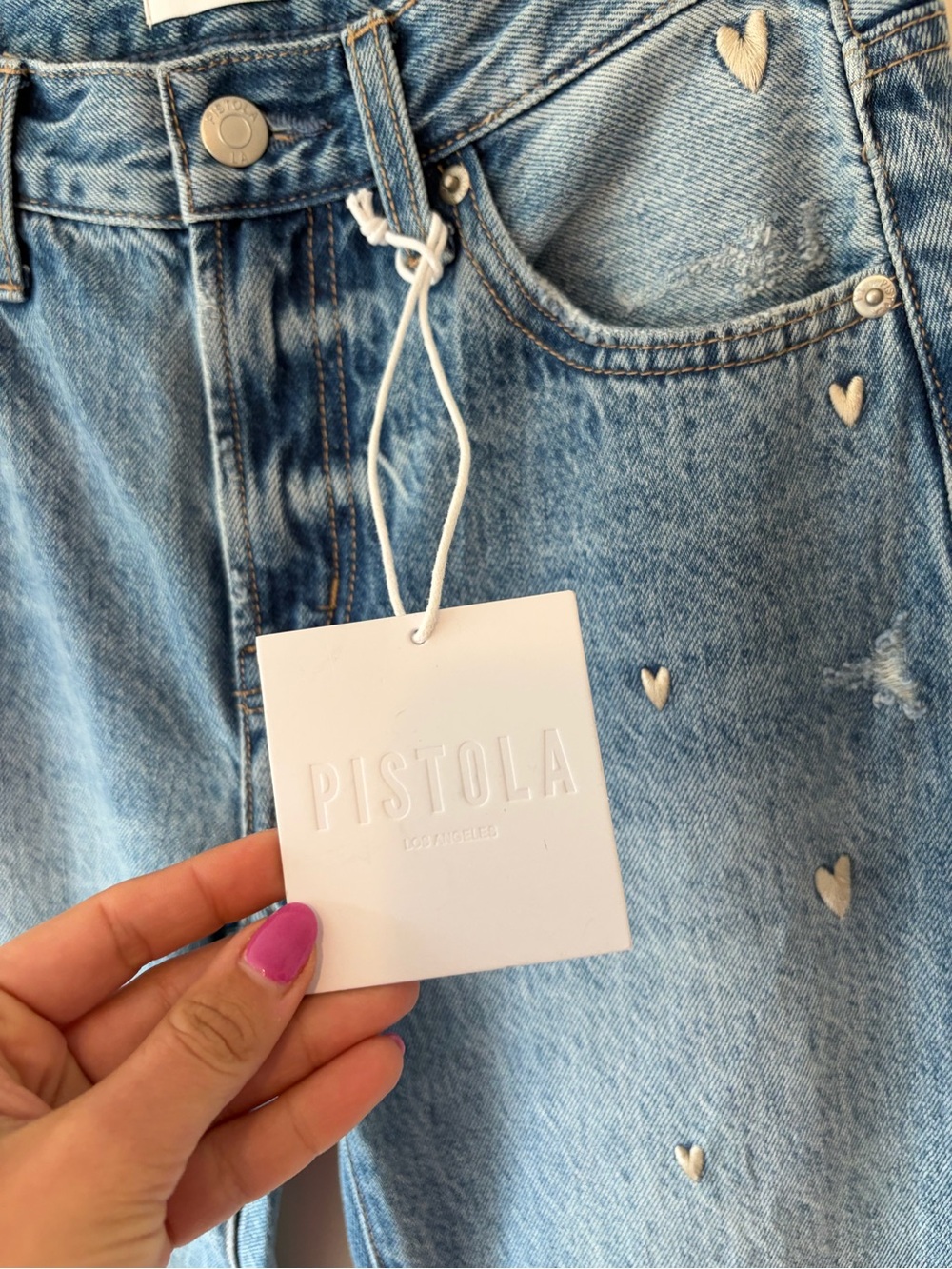 PISTOLA LEXI MID RISE BOWED STRAIGHT JEAN - CONFETTI VINTAGE - Picture 10 of 15